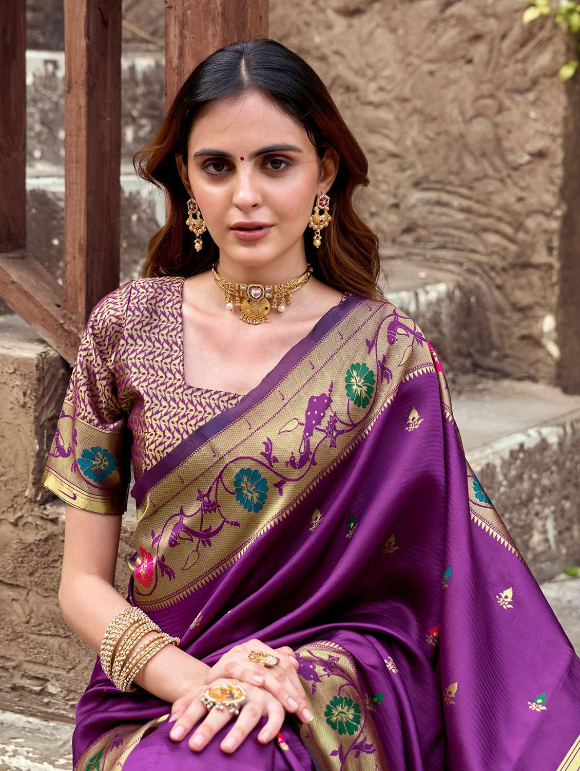 women self design paithani saree with blouse - 22593075 -  Standard Image - 5