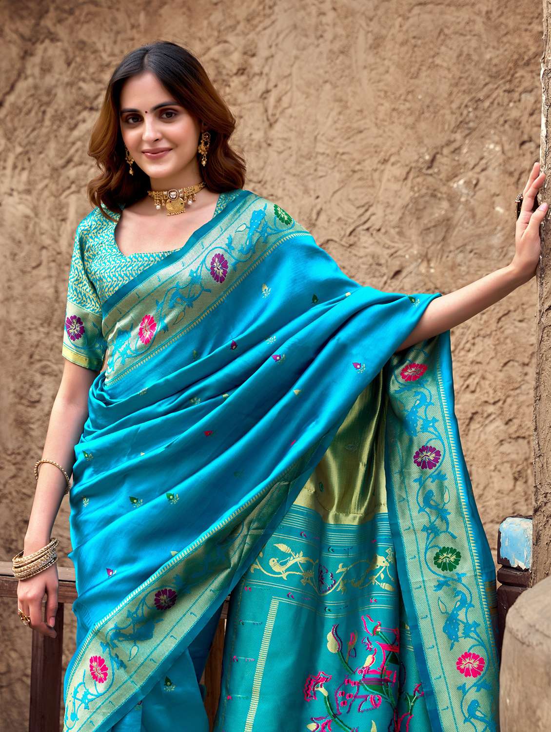 women self design paithani saree with blouse - 22593076 -  Standard Image - 5