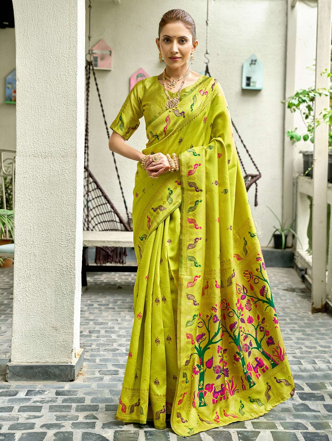 women self design paithani saree with blouse
