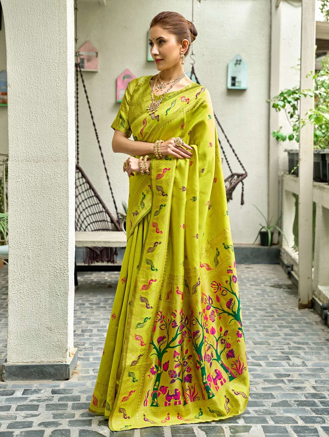 women self design paithani saree with blouse - 22593080 -  Standard Image - 3