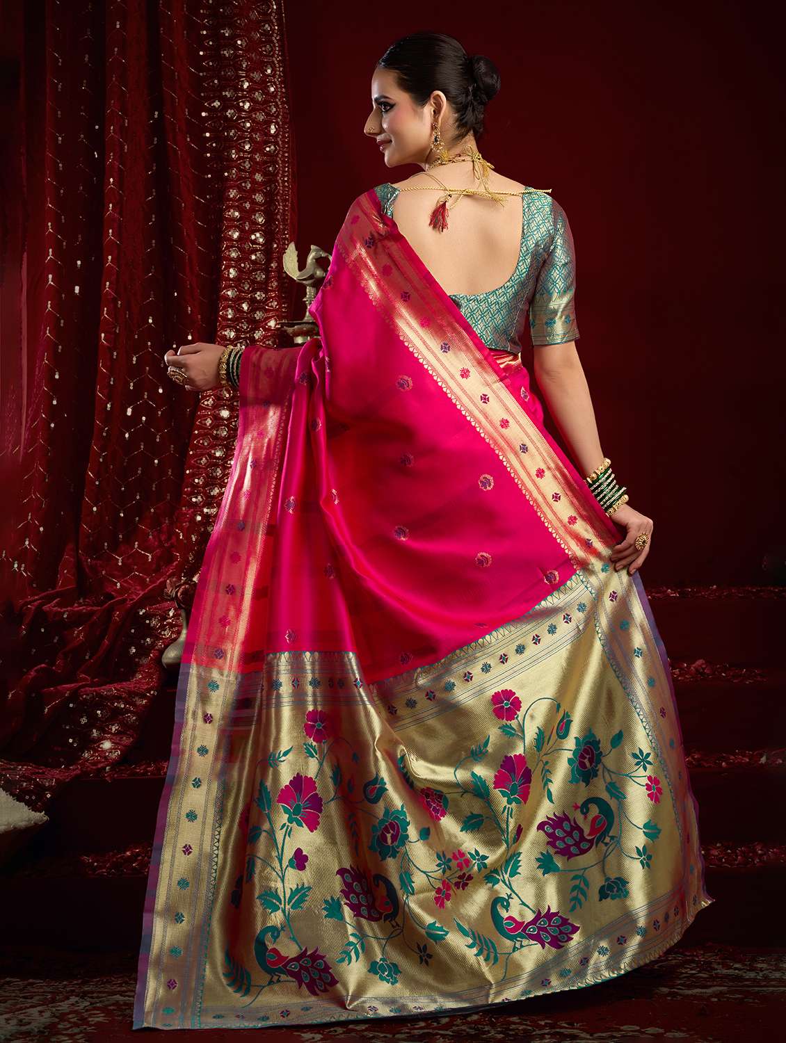 women self design paithani saree with blouse - 22593084 -  Standard Image - 3