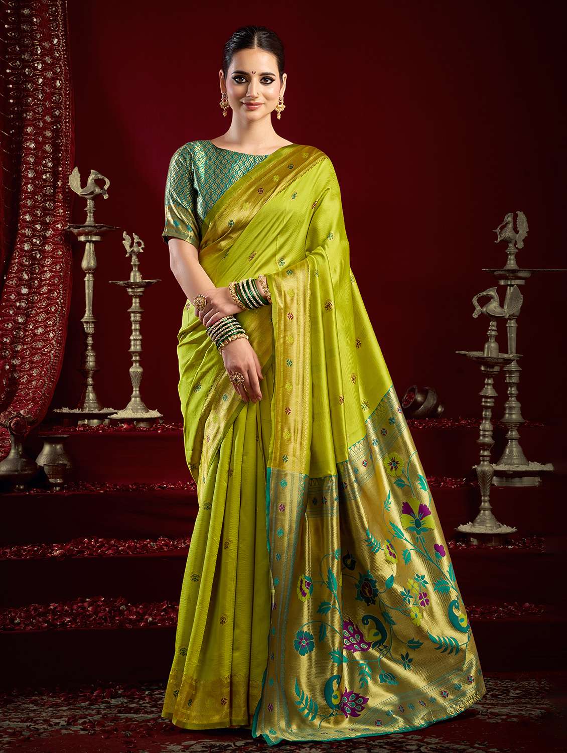 women self design paithani saree with blouse
