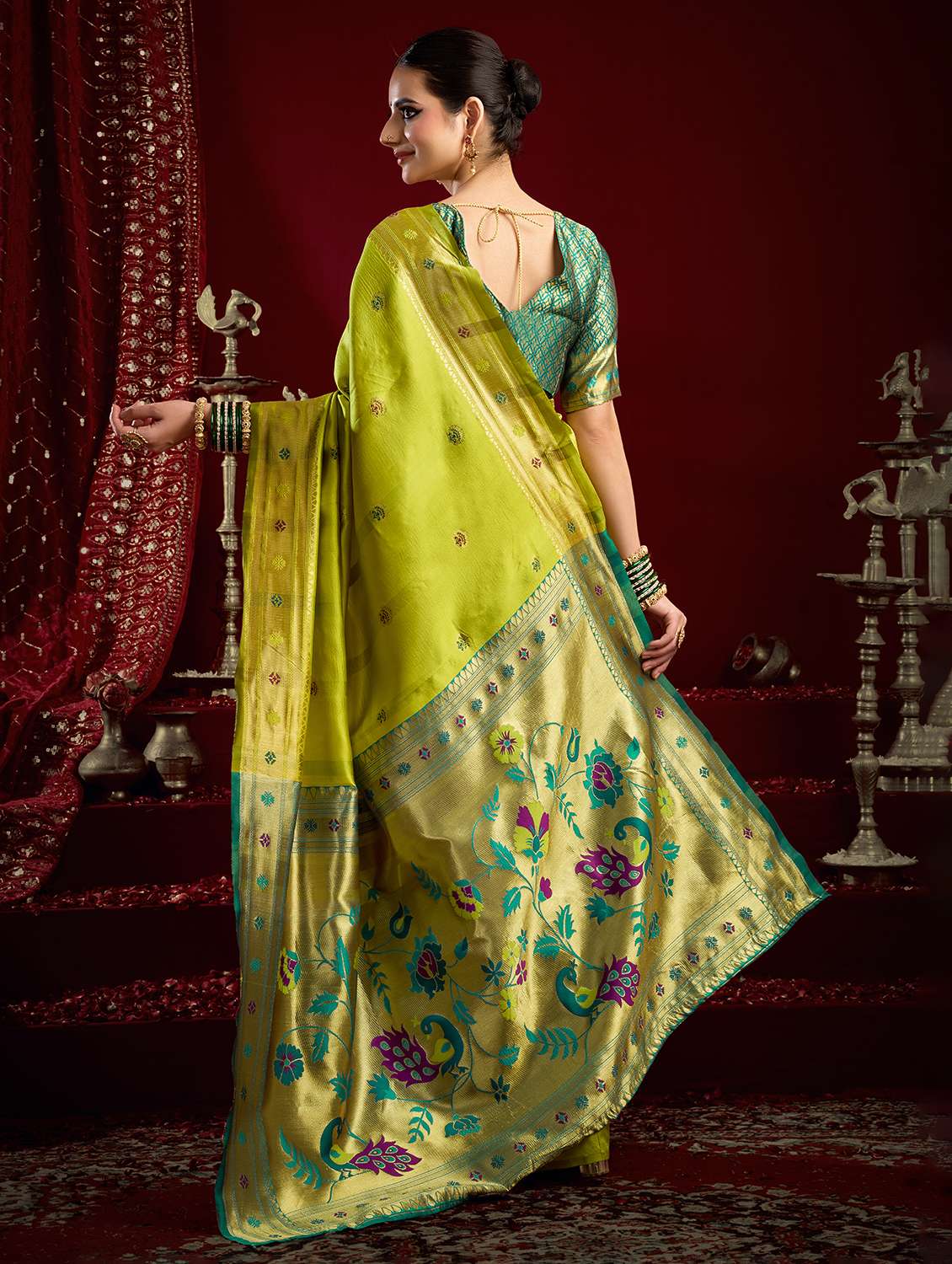 women self design paithani saree with blouse - 22593085 -  Standard Image - 3