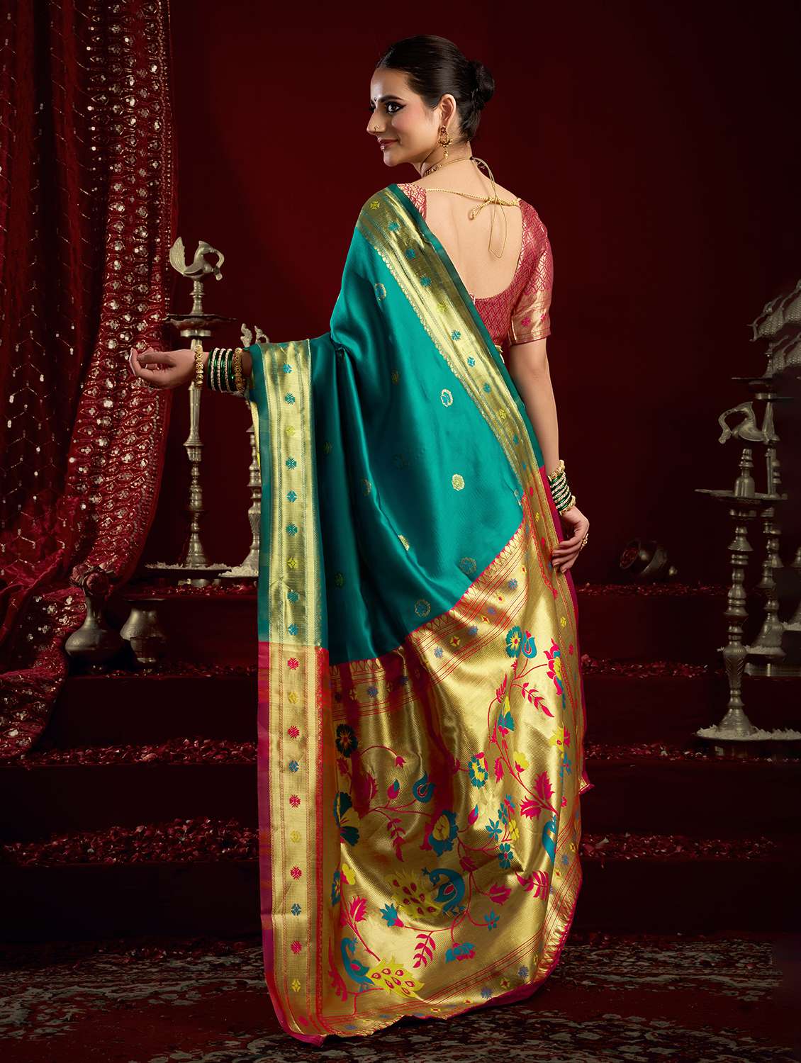 women self design paithani saree with blouse - 22593087 -  Standard Image - 3