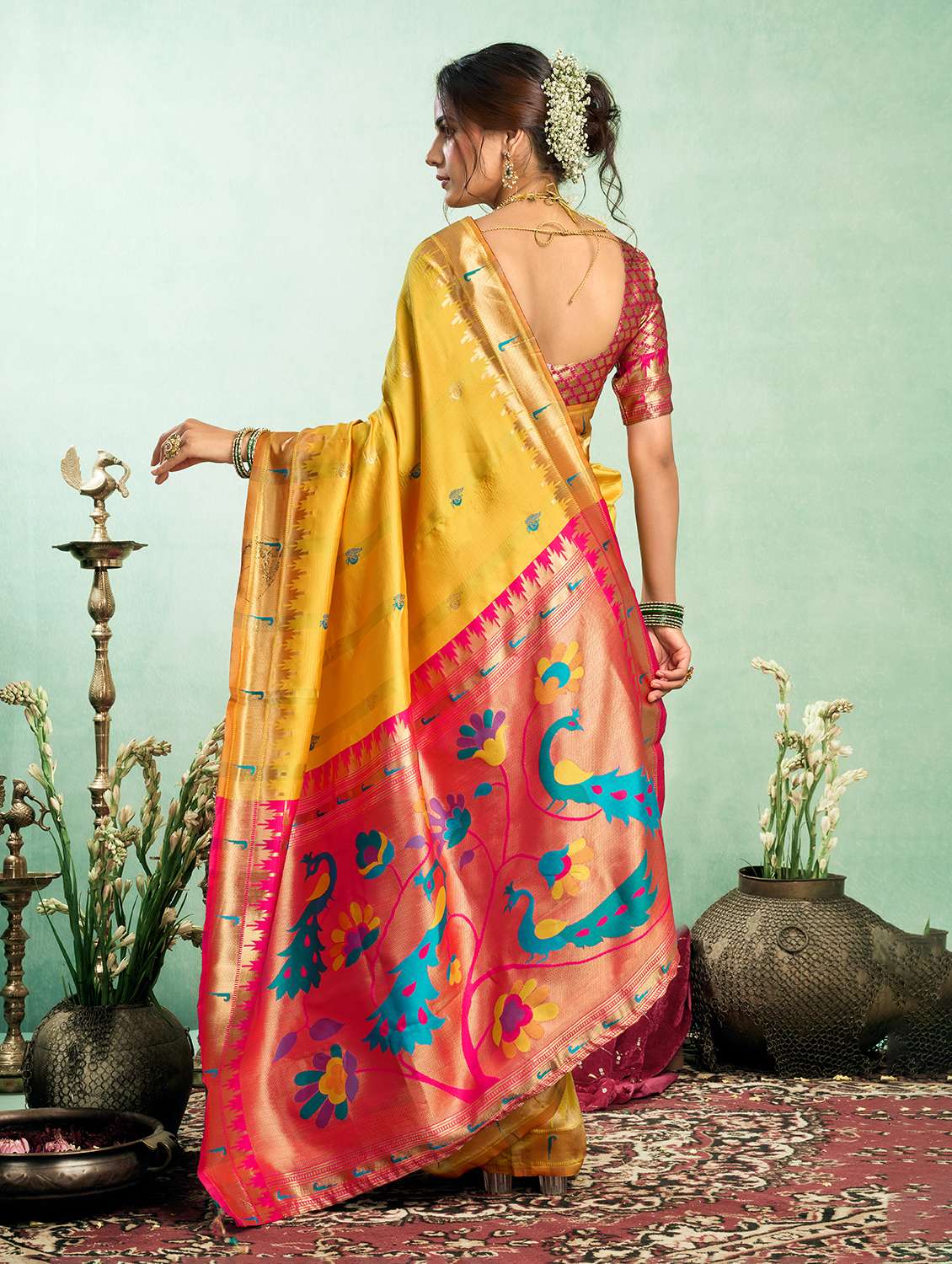 women self design paithani saree with blouse - 22593090 -  Standard Image - 3