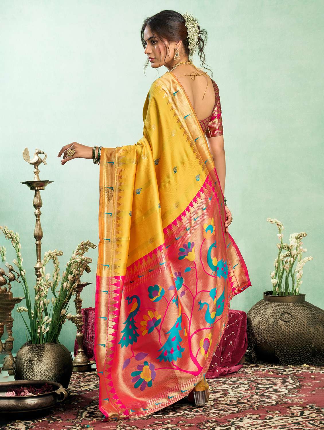 women self design paithani saree with blouse - 22593090 -  Standard Image - 5