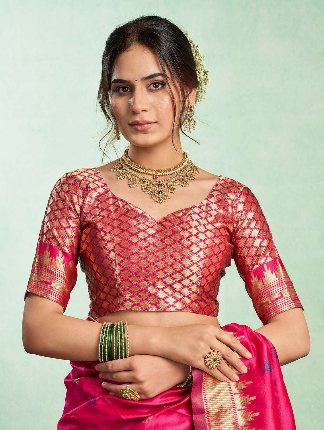 Women Self Design Paithani Saree With Blouse - 22593094 -  Standard Image - 5
