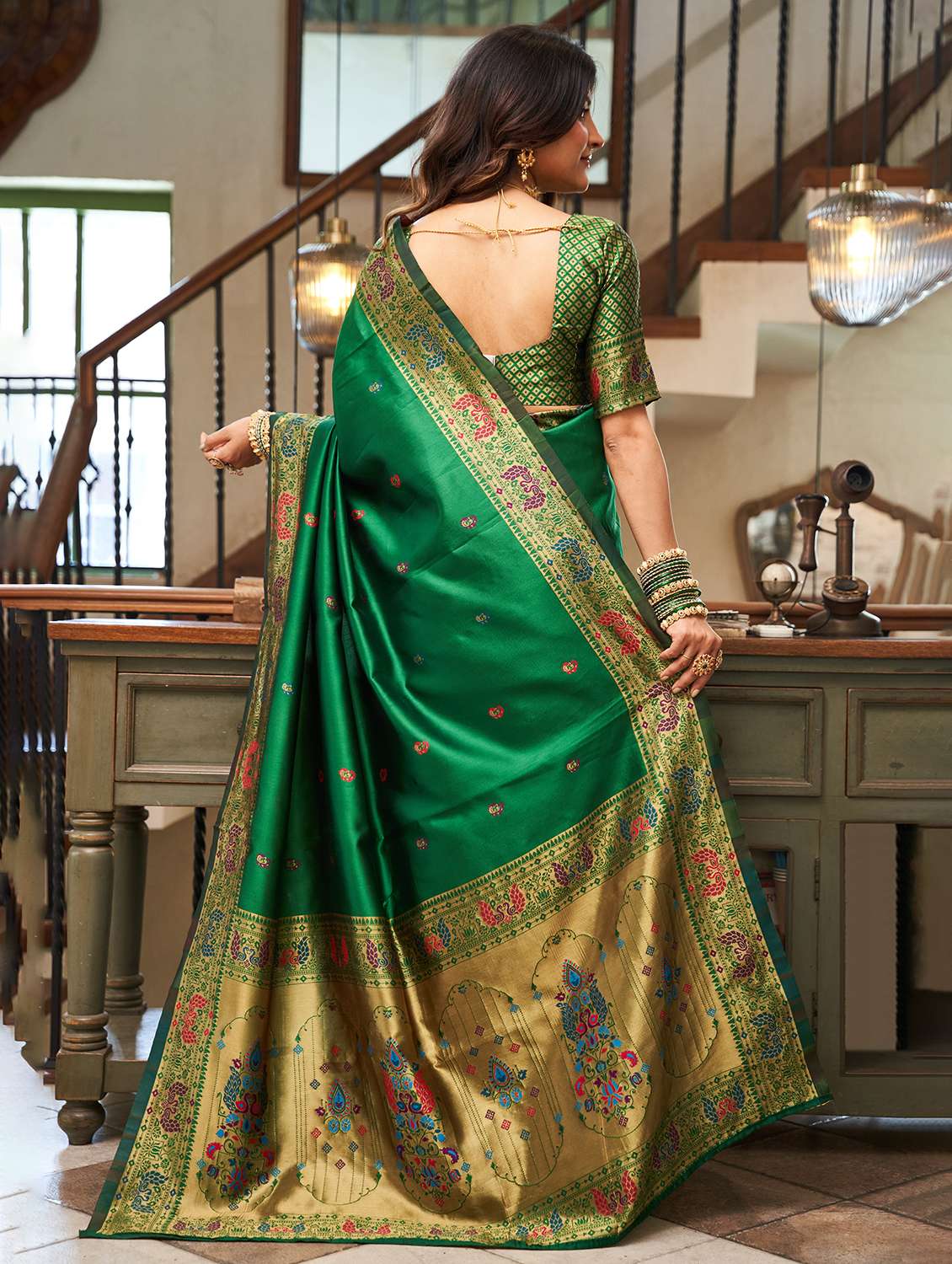 women self design paithani saree with blouse - 22593099 -  Standard Image - 3