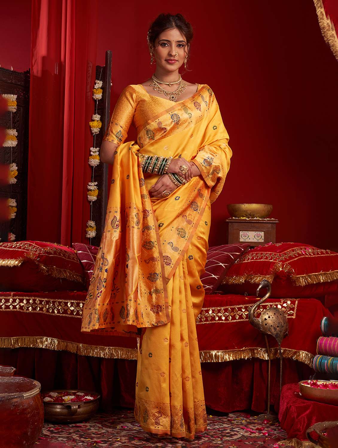 women self design paithani saree with blouse