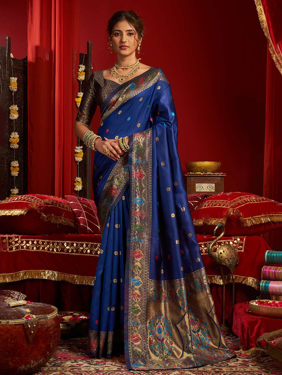 women self design paithani saree with blouse