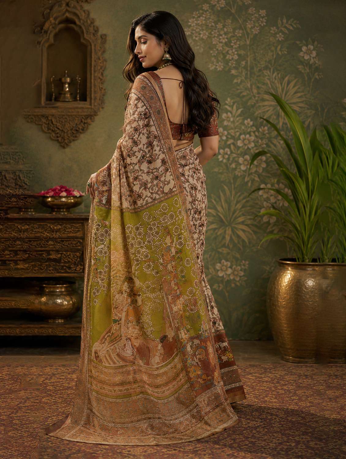 Women Printed Casual Wear Saree With Blouse - 22593183 -  Standard Image - 3