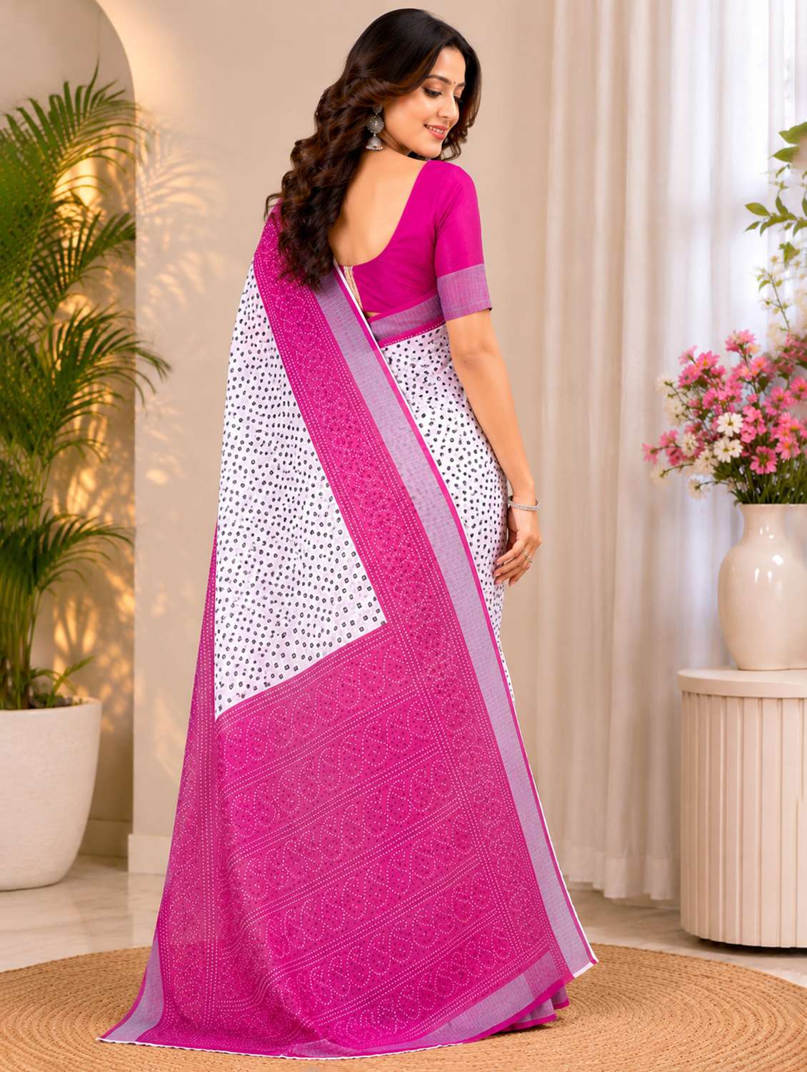 women printed casual wear saree with blouse - 22593193 -  Standard Image - 3