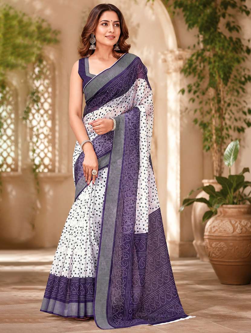 women printed casual wear saree with blouse