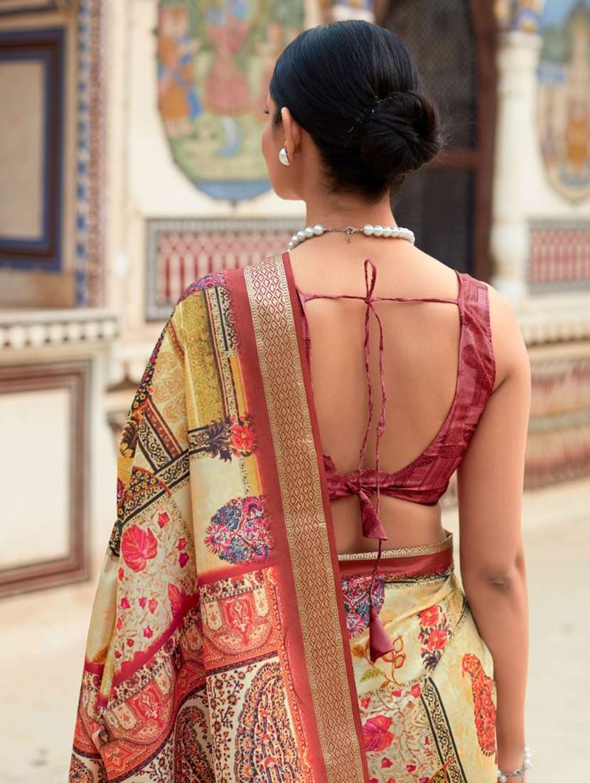 women printed casual wear saree with blouse - 22593487 -  Standard Image - 3