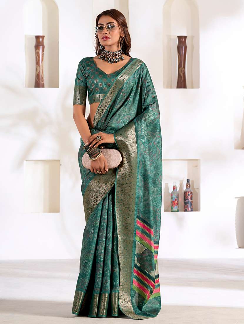 women printed casual wear saree with blouse