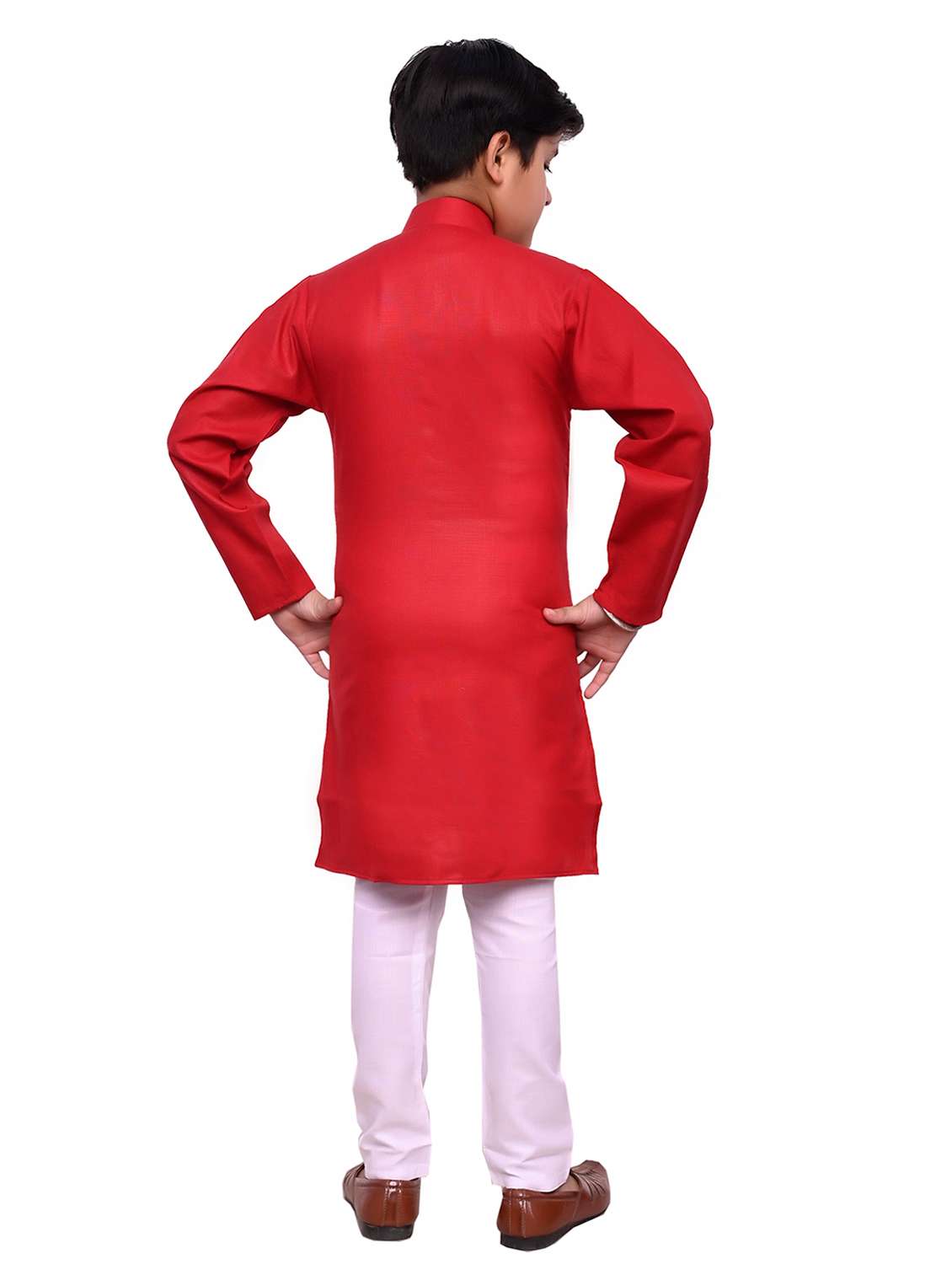boys solid mandarin neck kurta set - 22593611 -  Standard Image - 3