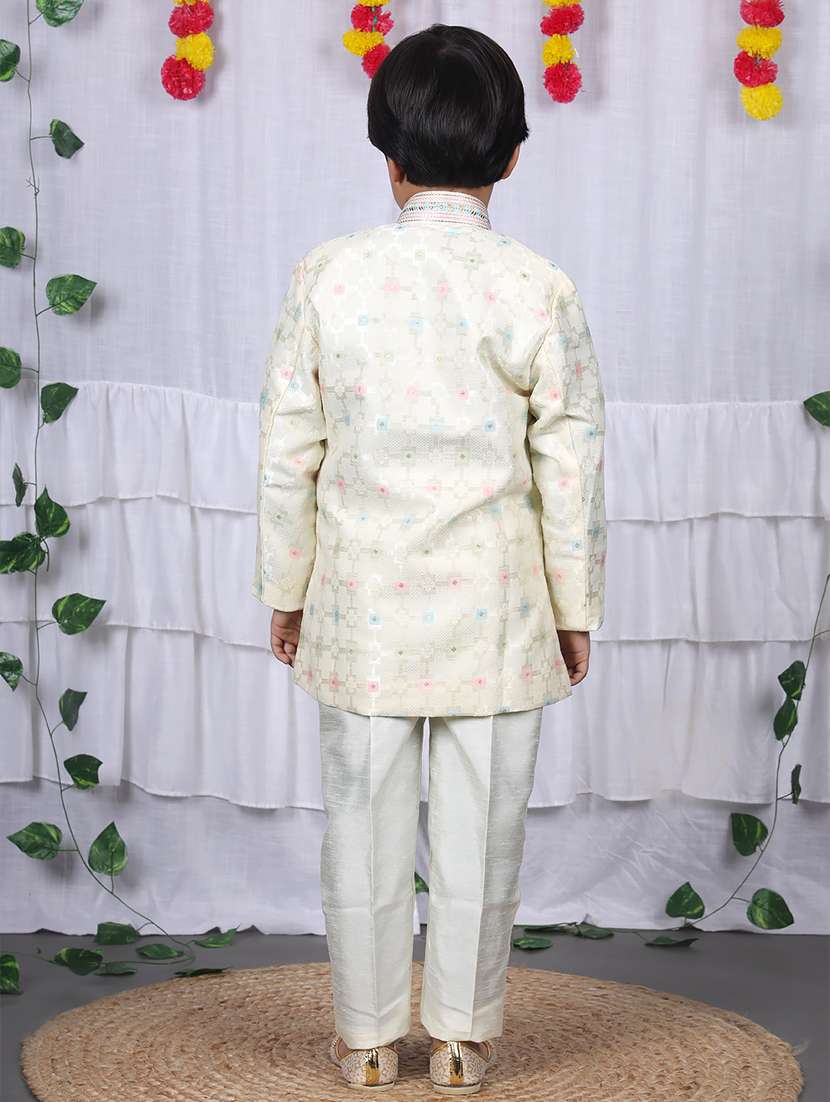 boys self design mandarin neck kurta set - 22593619 -  Standard Image - 3