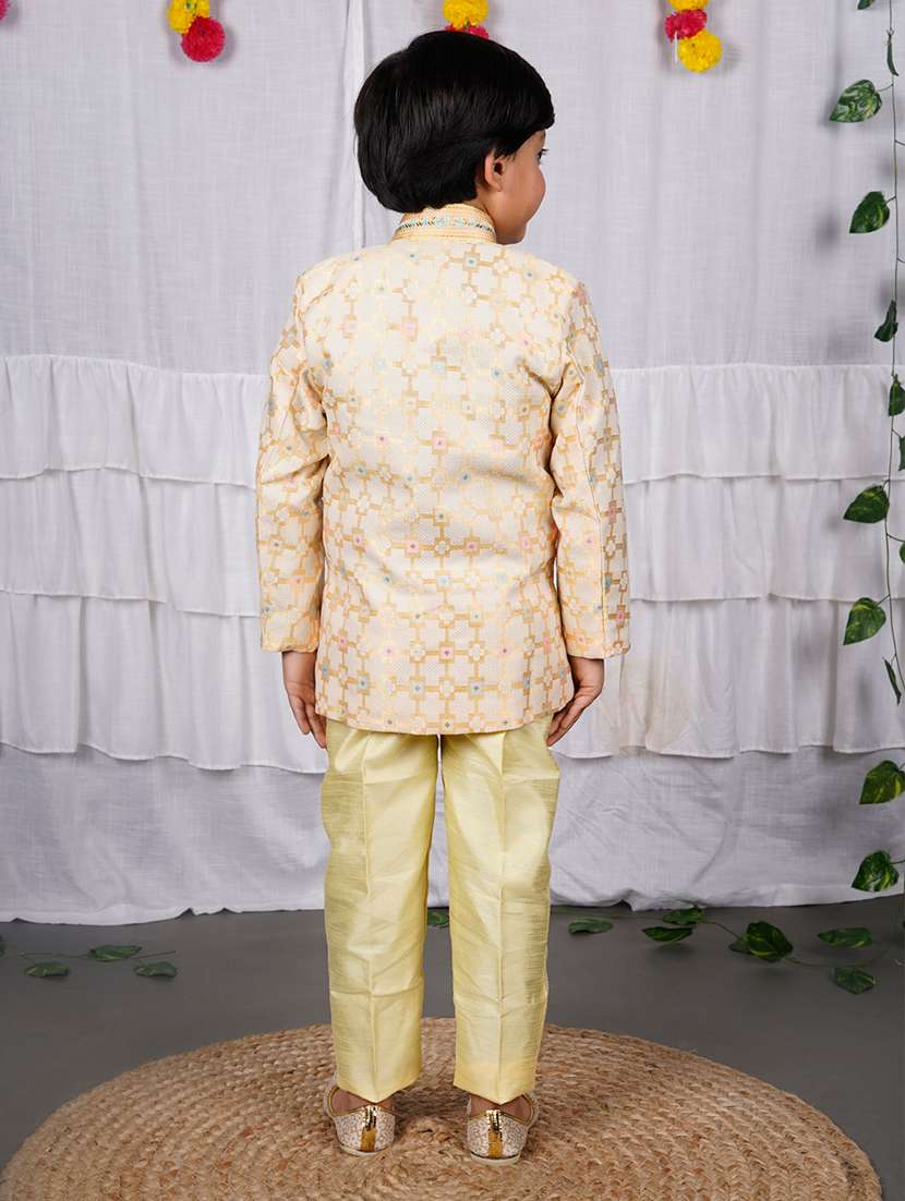boys self design mandarin neck kurta set - 22593621 -  Standard Image - 3
