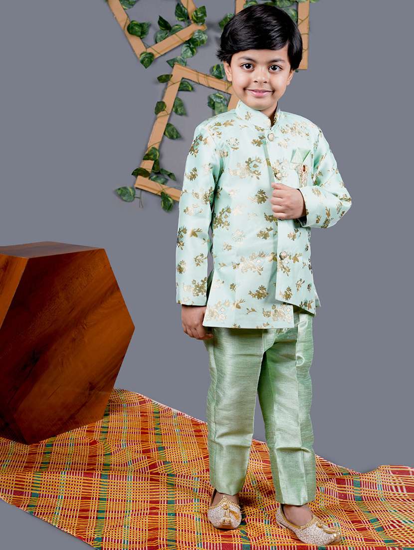 boys printed mandarin neck kurta set