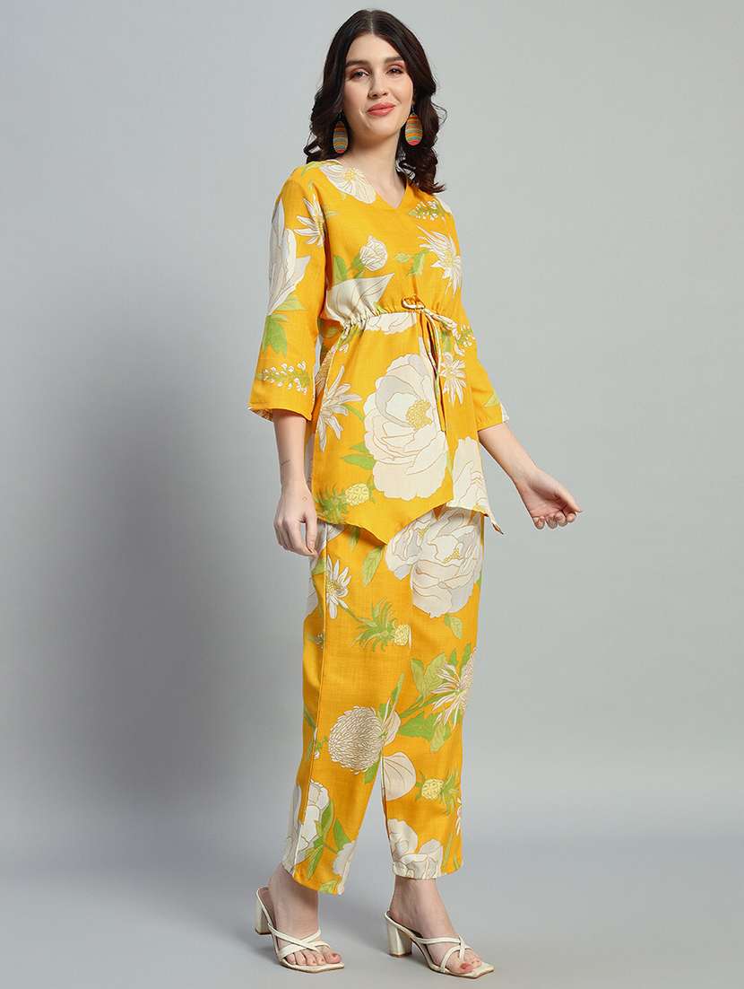 women printed three quarter sleeves ethnic co-ord set - 22593627 -  Standard Image - 3