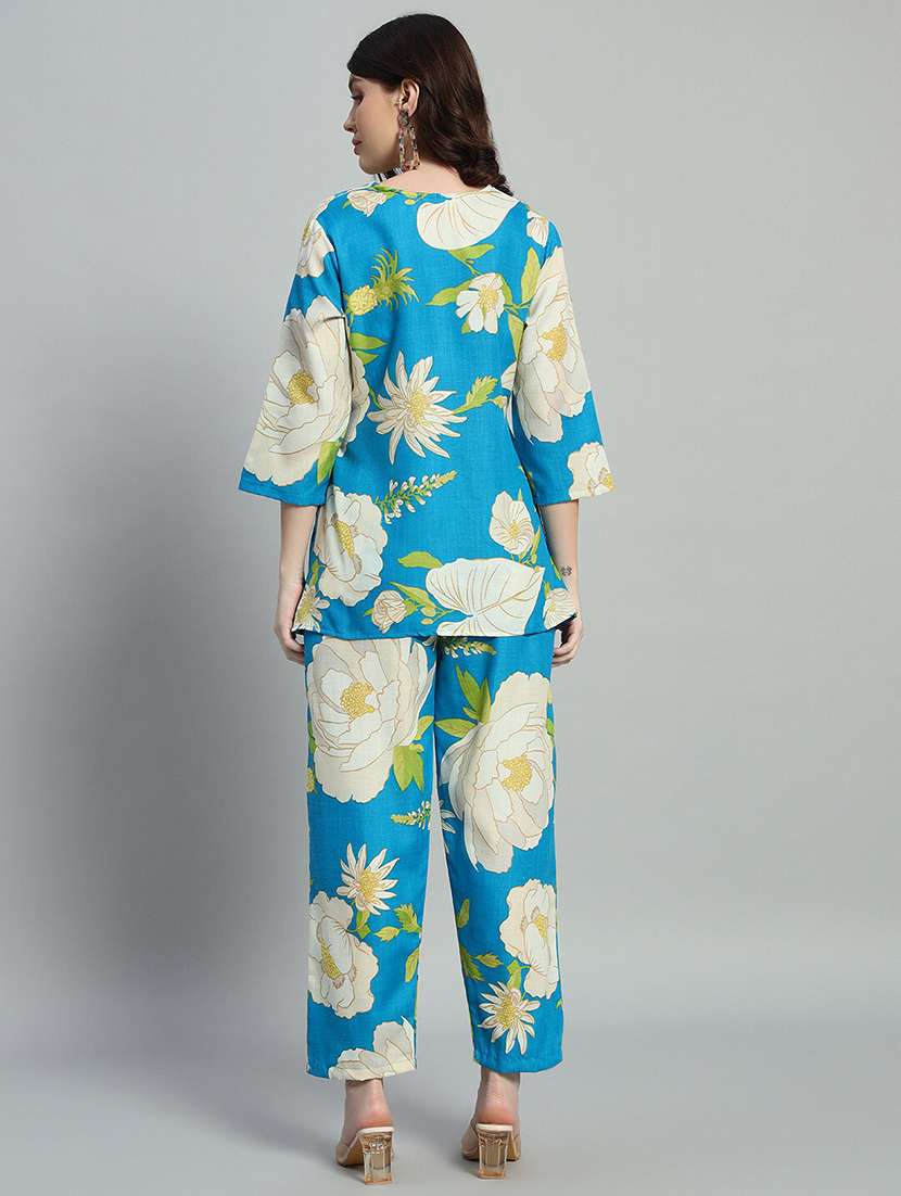 women printed three quarter sleeves ethnic co-ord set - 22593630 -  Standard Image - 3