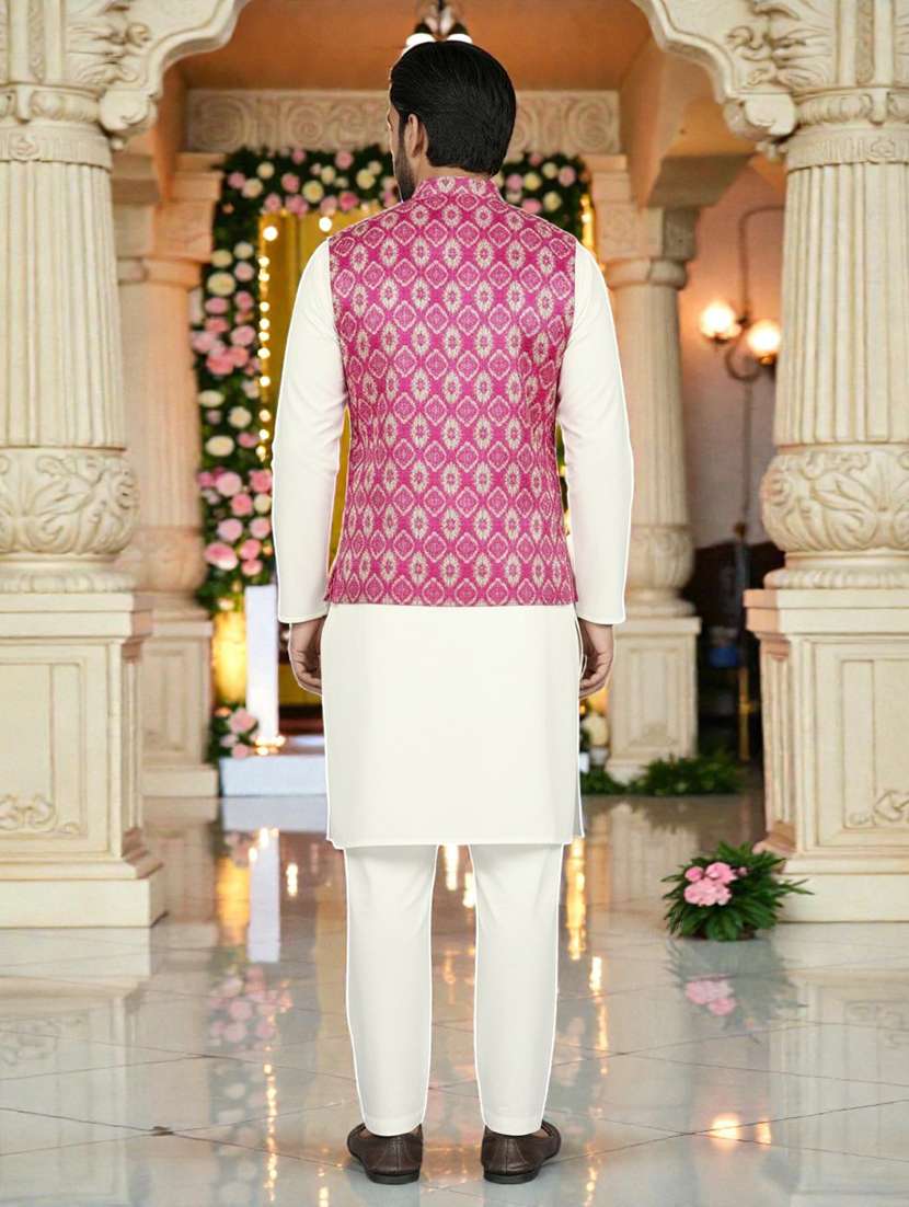 Men Printed Mandarin Neck Kurta Pyjama With Jacket Set - 22593751 -  Standard Image - 3