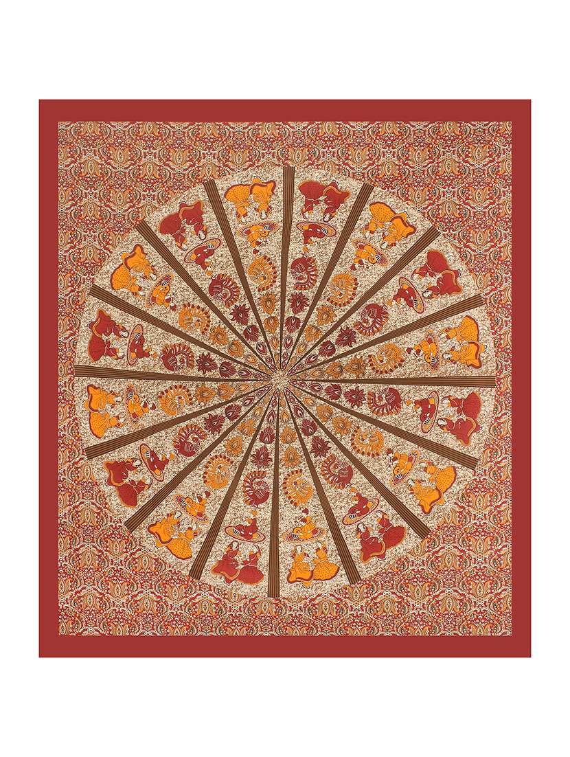 kivo bedsheets 100% pure cotton jaipuri print double bedsheet with 2 pillow covers-size 85x90 inchs - 22593793 -  Standard Image - 3