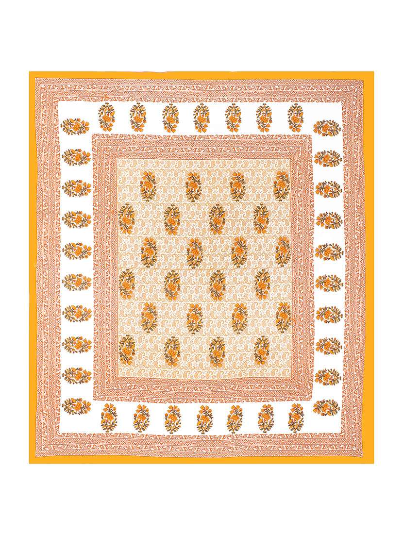 kivo bedsheets 100% pure cotton jaipuri print double bedsheet with 2 pillow covers-size 85x90 inchs - 22593799 -  Standard Image - 3