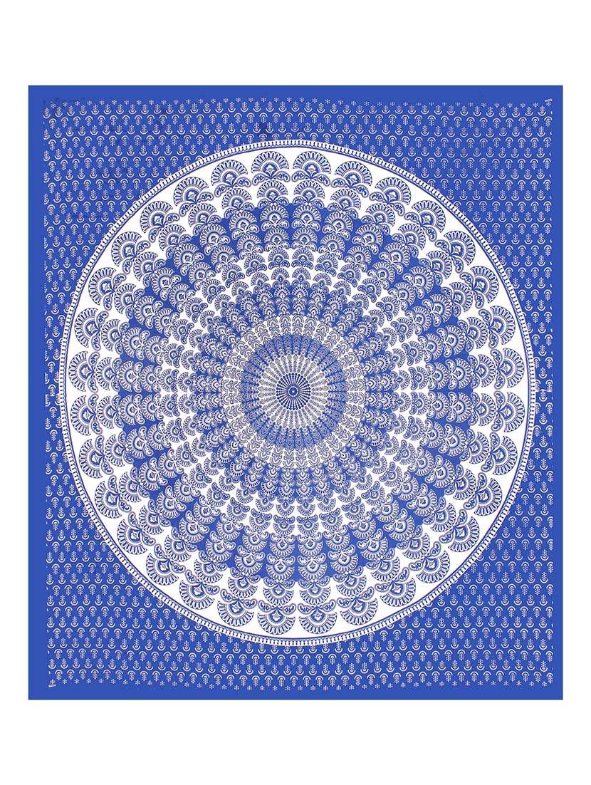 kivo bedsheets 100% pure cotton jaipuri print double bedsheet with 2 pillow covers-size 85x90 inchs - 22593801 -  Standard Image - 3