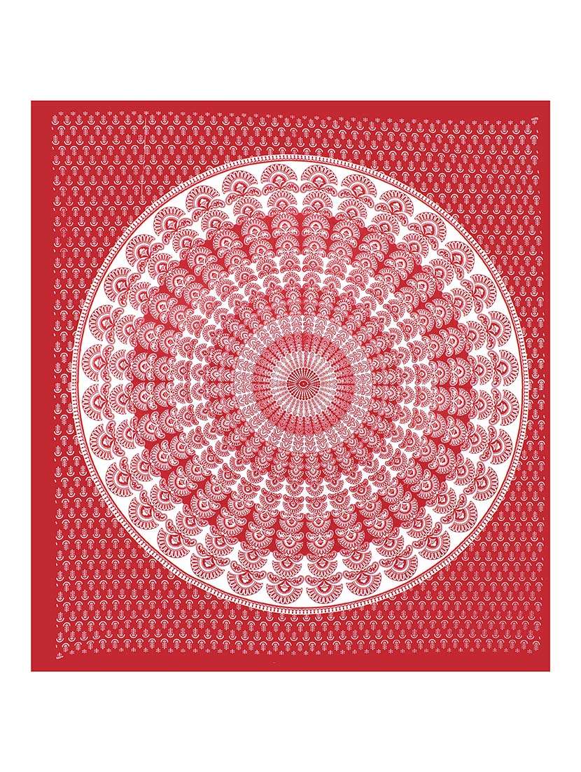 kivo bedsheets 100% pure cotton jaipuri print double bedsheet with 2 pillow covers-size 85x90 inchs - 22593802 -  Standard Image - 3