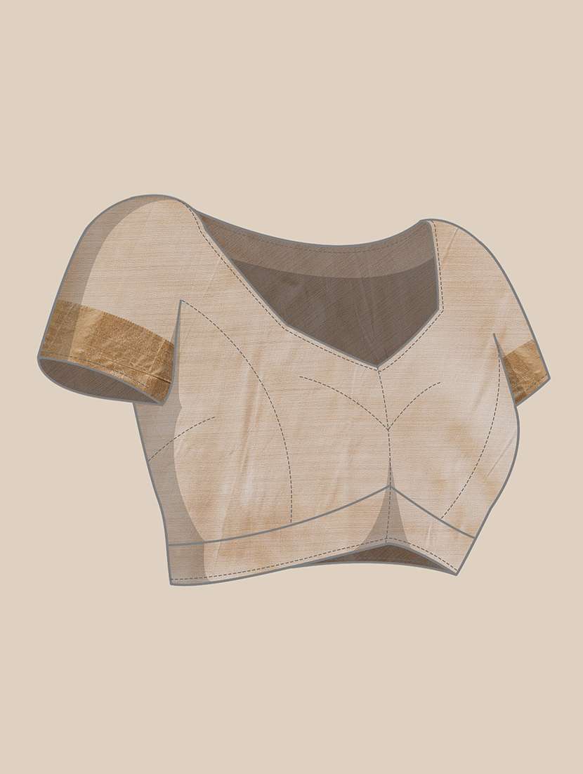 women solid with bordered kasavu saree with blouse - 22593804 -  Standard Image - 5