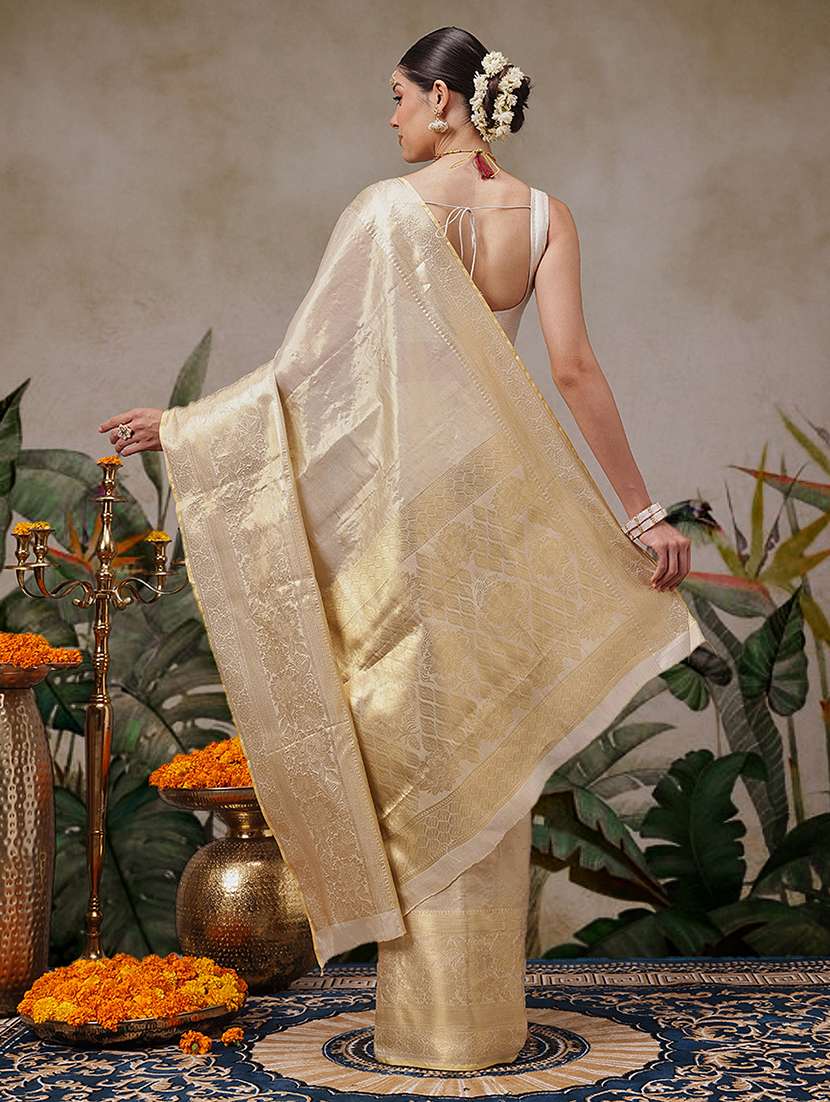 Women Solid With Bordered Kasavu Saree With Blouse - 22593805 -  Standard Image - 3