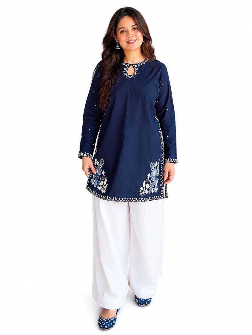 women embroidered long sleeves kurta pant ser