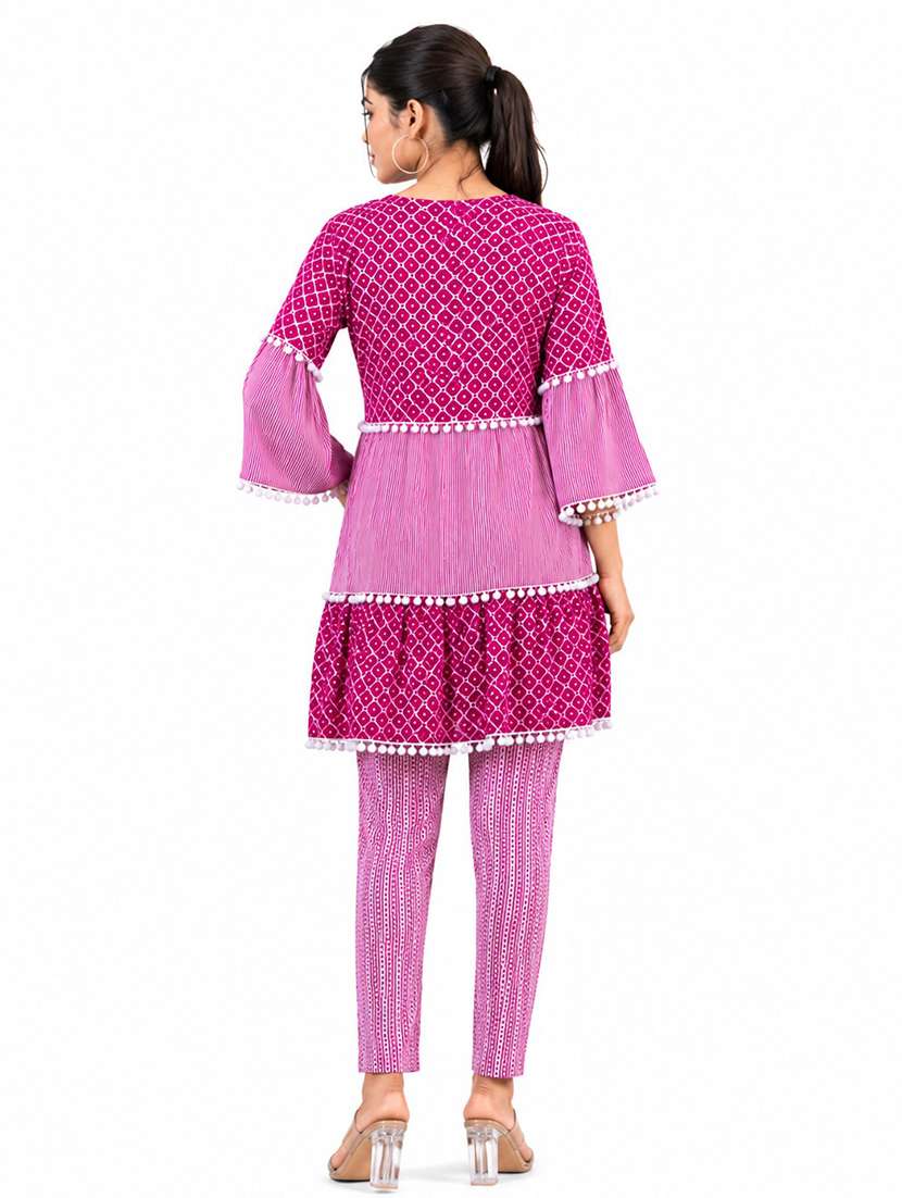 women printed bell sleeves ethnic co-ord set - 22593858 -  Standard Image - 3