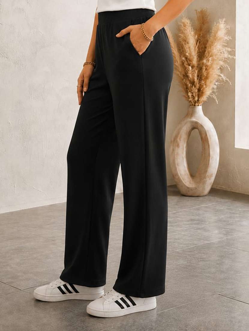Women Solid Short Sleeves T-shirt And Trouser Co-ord Set - 22594124 -  Standard Image - 5