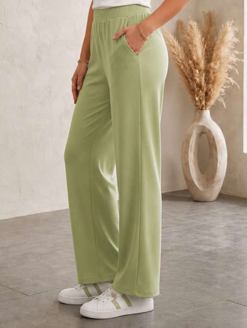 Women Solid Short Sleeves T-shirt And Trouser Co-ord Set - 22594125 -  Standard Image - 5