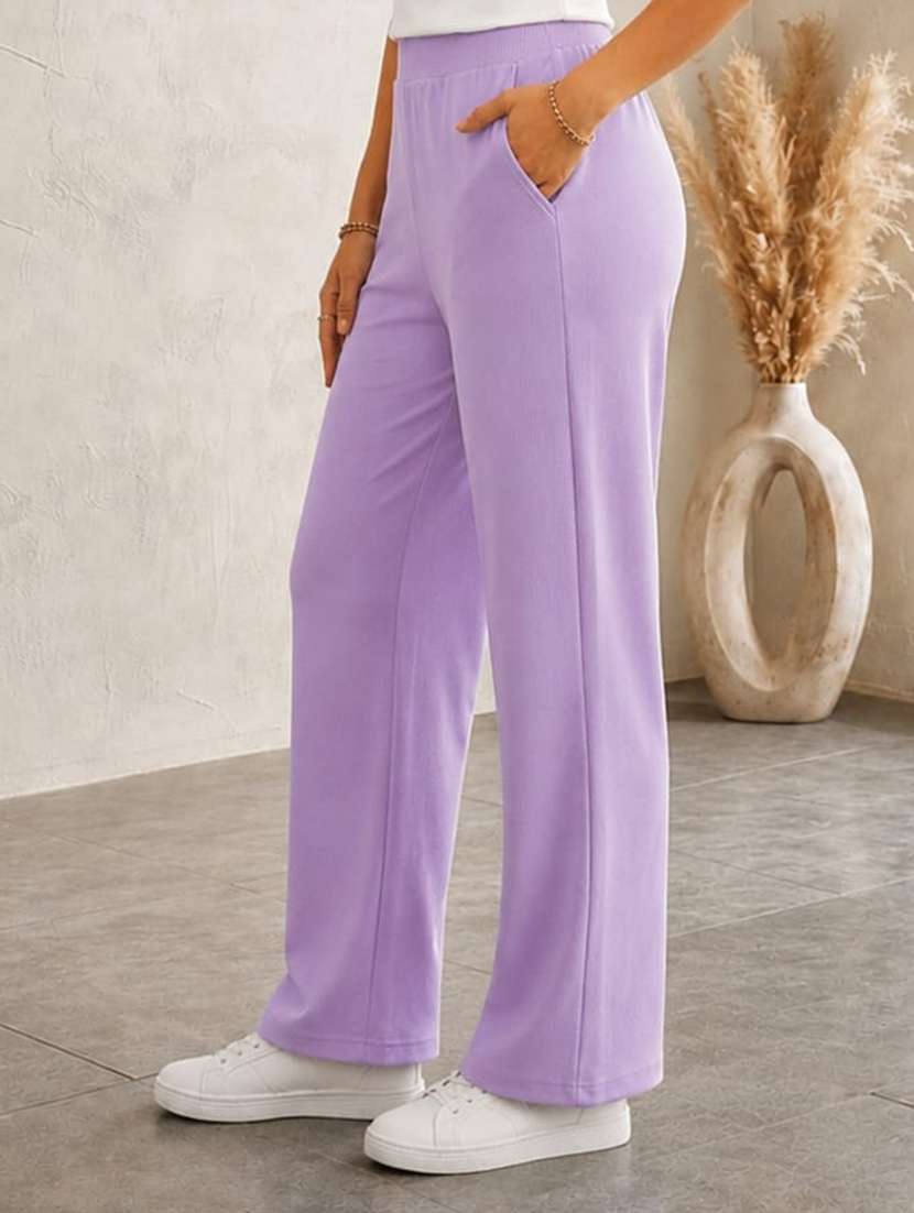 Women Solid Short Sleeves T-shirt And Trouser Co-ord Set - 22594126 -  Standard Image - 5