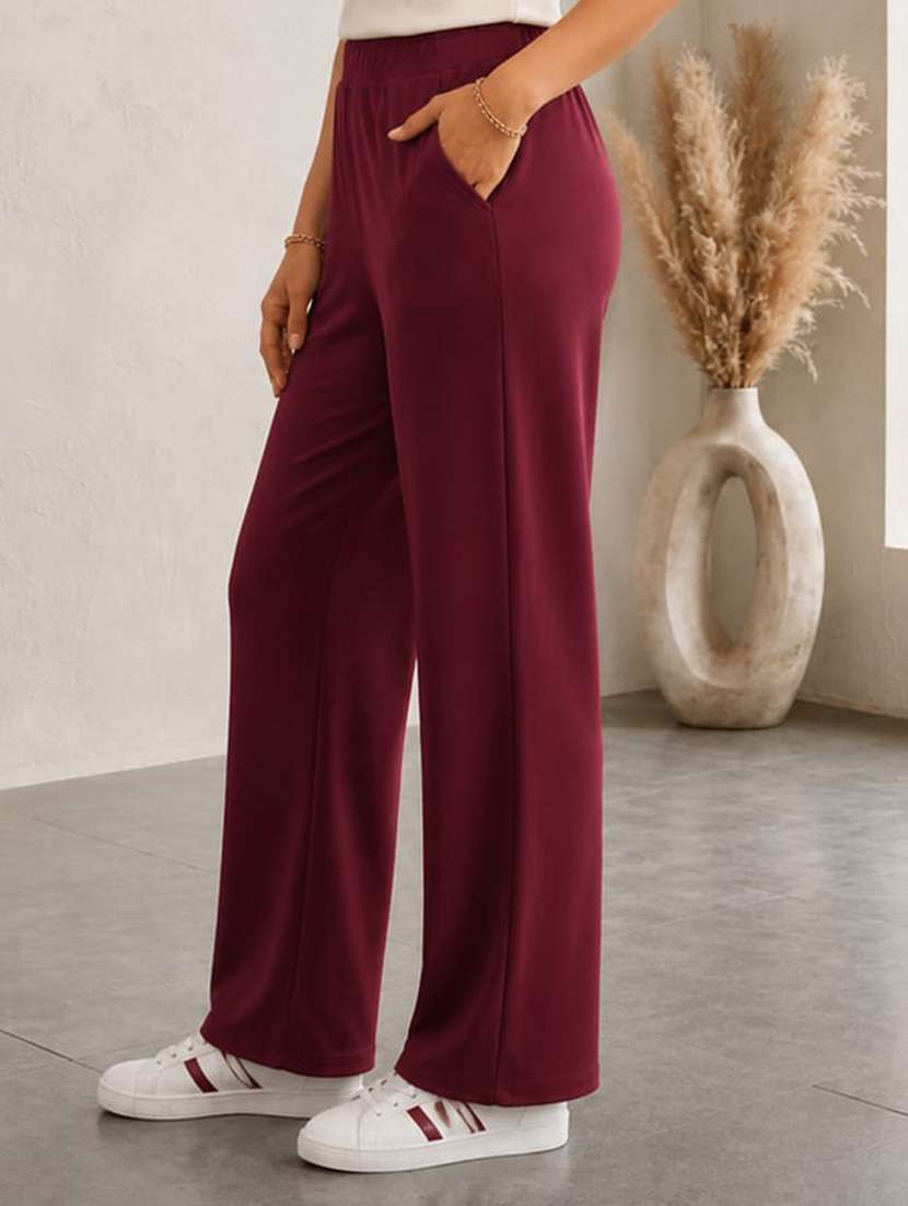 Women Solid Short Sleeves T-shirt And Trouser Co-ord Set - 22594127 -  Standard Image - 5