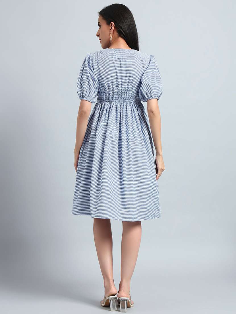 Women Printed Puff Sleeves Fit And Flare Dress - 22594139 -  Standard Image - 5
