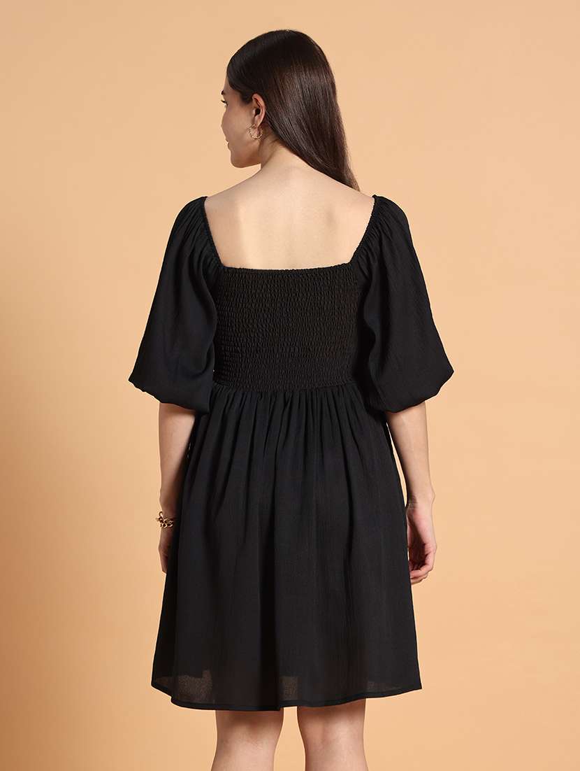 women solid short sleeves a-line dress - 22594144 -  Standard Image - 3