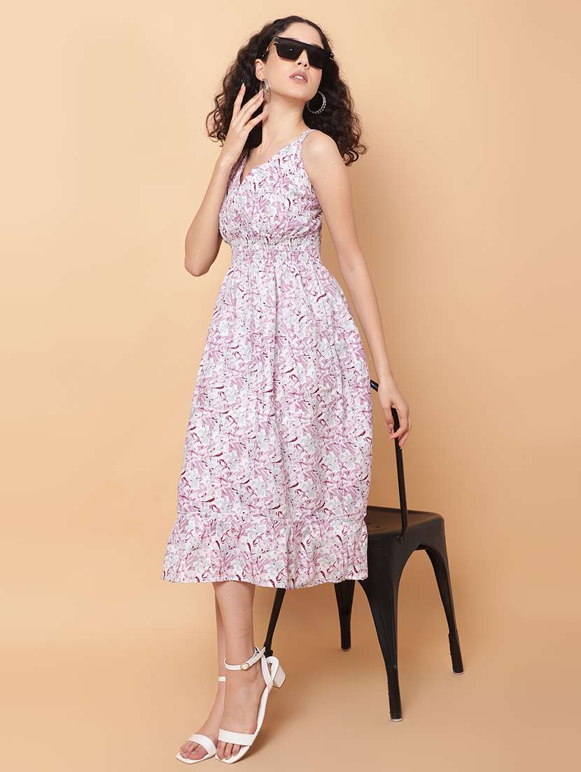 women printed sleeveless tiered dress