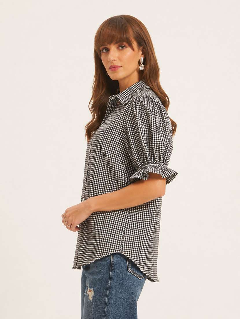 women printed puff sleeves regular fit shirt - 22594209 -  Standard Image - 3