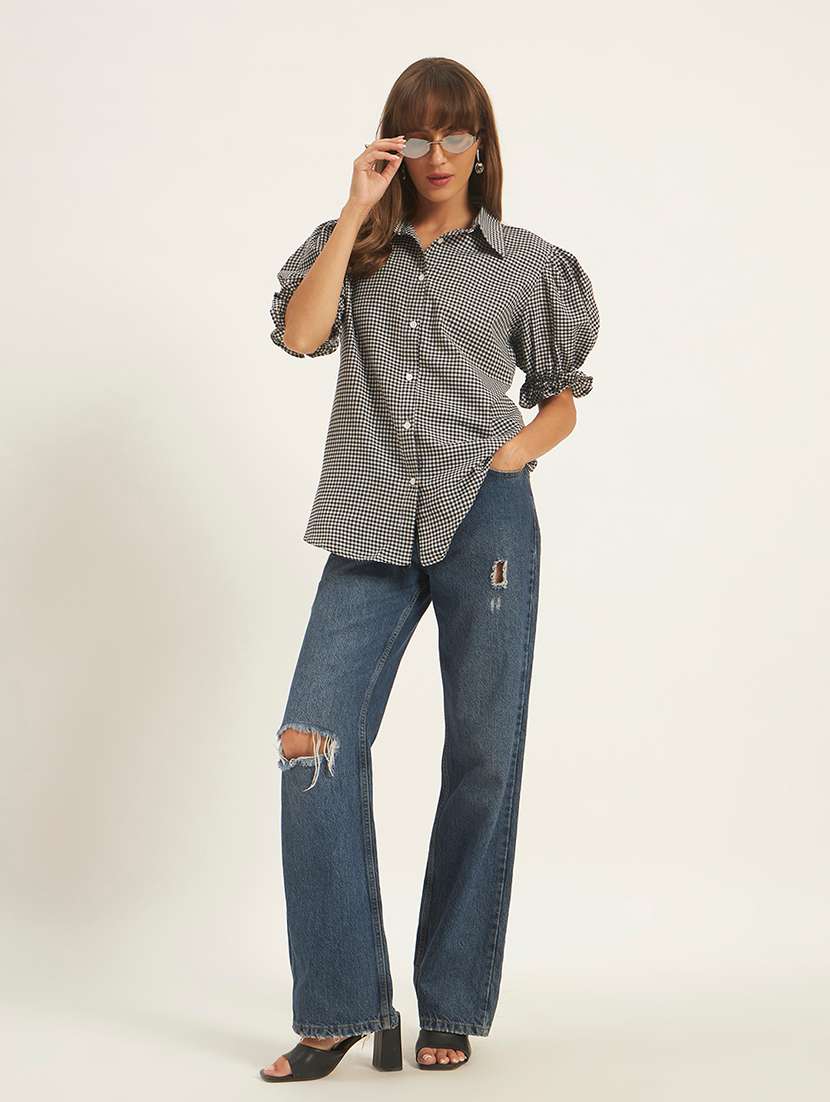 women printed puff sleeves regular fit shirt - 22594209 -  Standard Image - 5