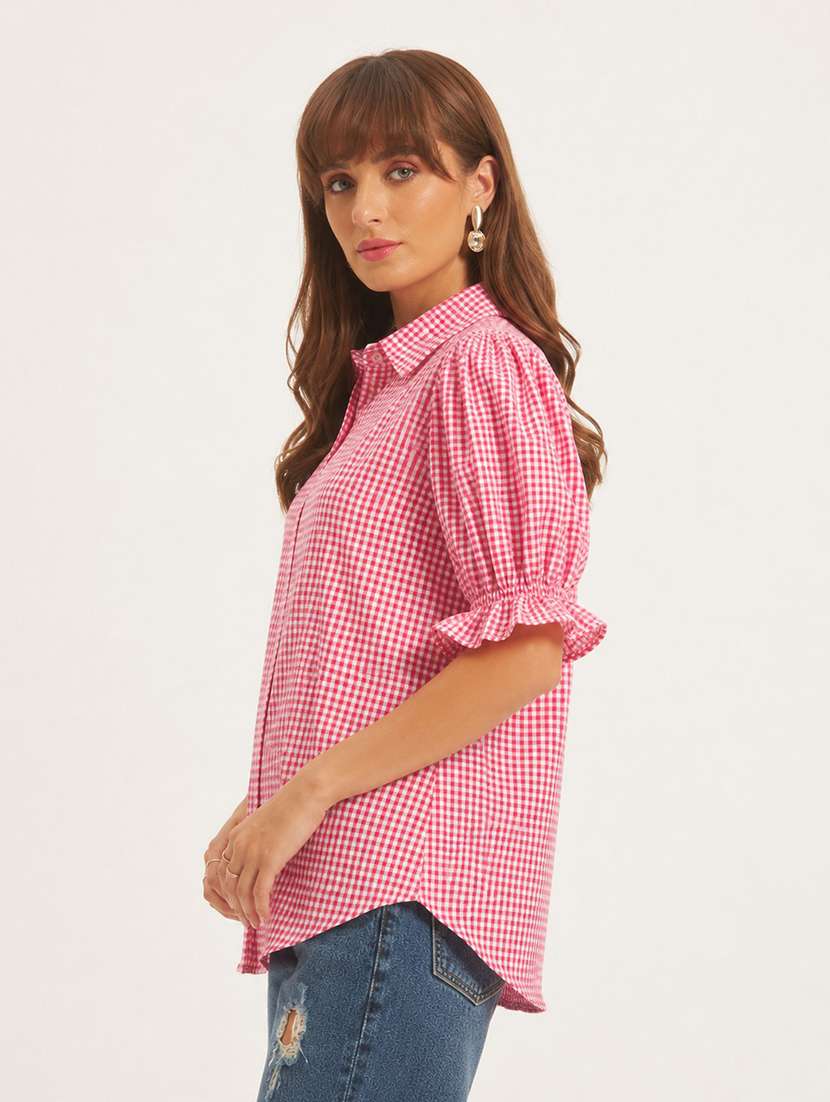 women printed puff sleeves regular fit shirt - 22594210 -  Standard Image - 3