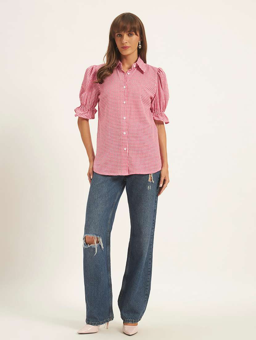 women printed puff sleeves regular fit shirt - 22594210 -  Standard Image - 5