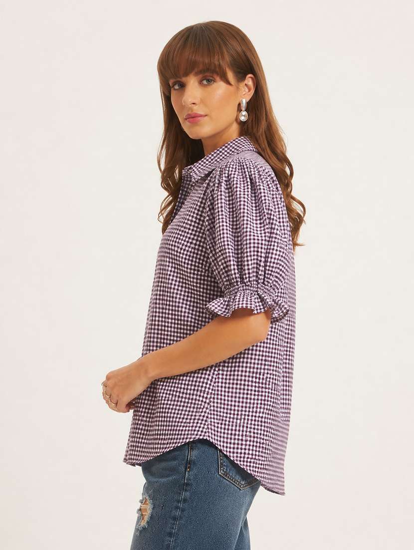 women printed puff sleeves regular fit shirt - 22594211 -  Standard Image - 3