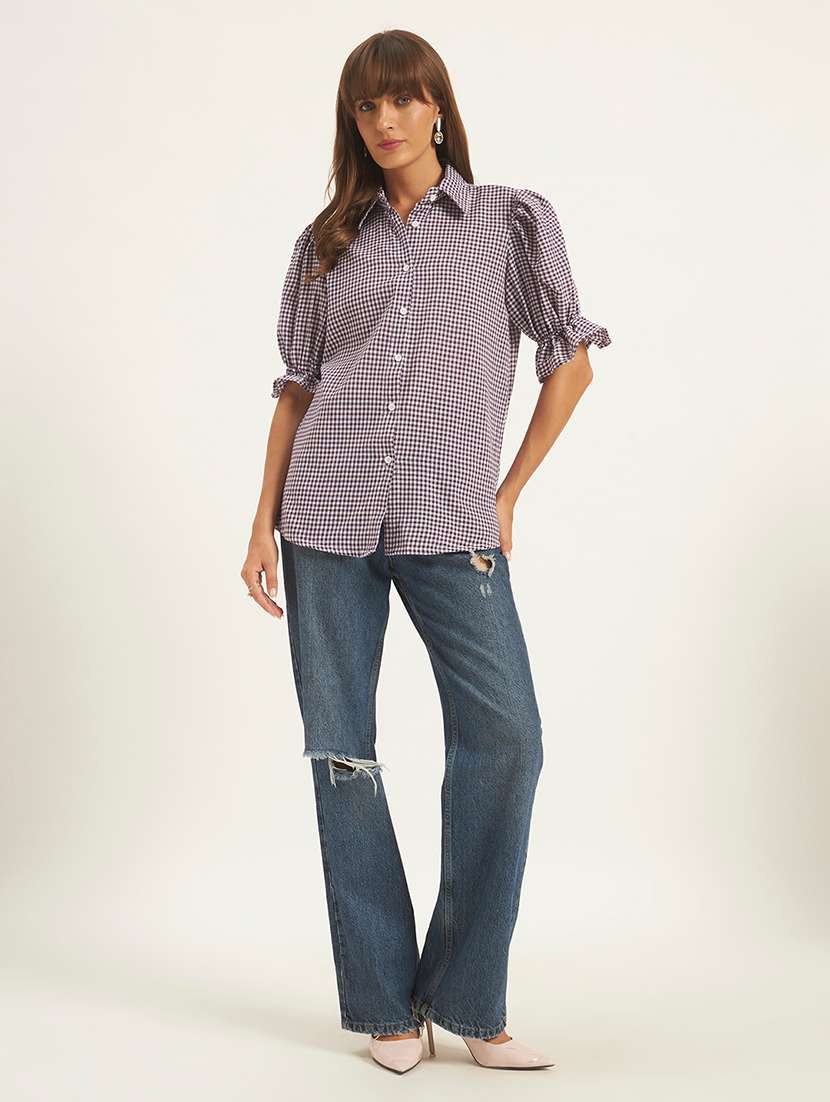 women printed puff sleeves regular fit shirt - 22594211 -  Standard Image - 5