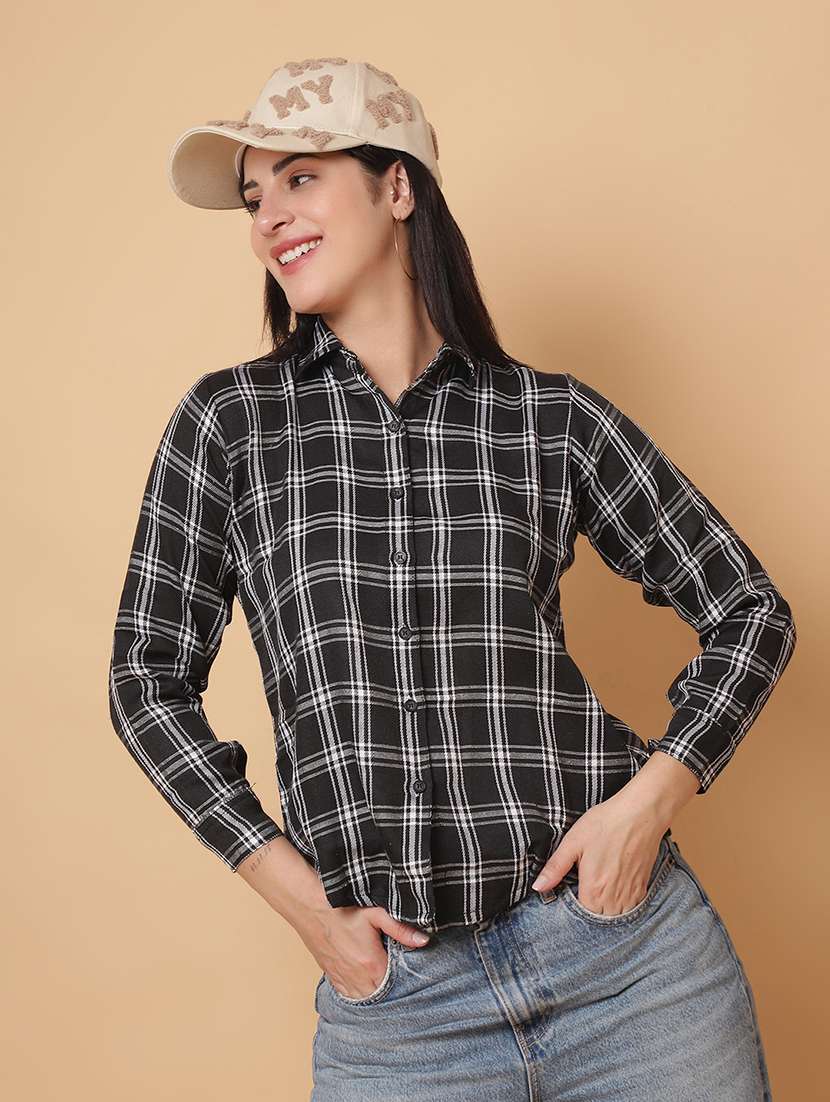 women printed long sleeves regular fit shirt