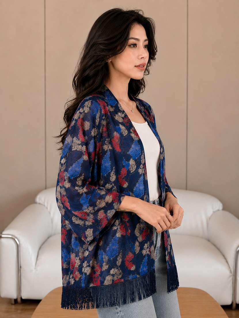 women printed three quarter sleeves regular shrug - 22594214 -  Standard Image - 3