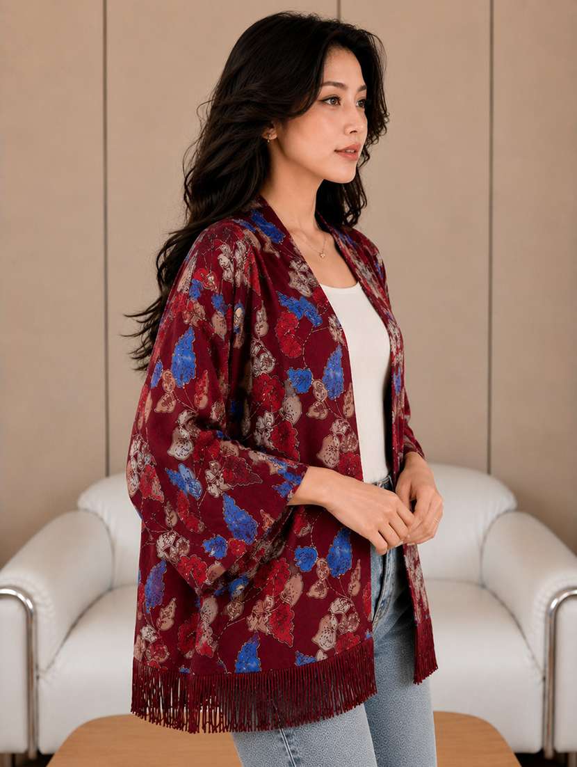 women printed three quarter sleeves regular shrug - 22594215 -  Standard Image - 3